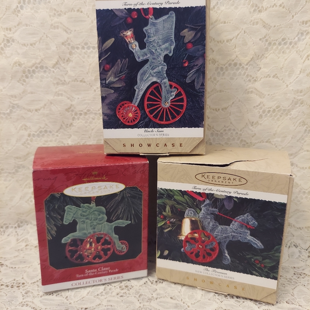 3 Vintage Hallmark Christmas Ornaments Parade Series 1995 1996 1997 Fireman